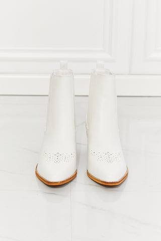 MMShoes Love the Journey Stacked Heel Chelsea Boot in White